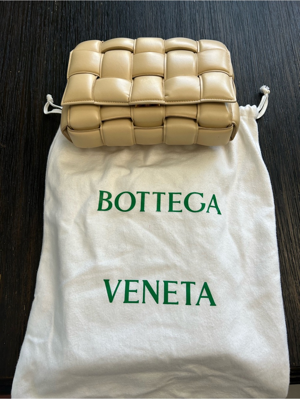 Bottega Veneta Padded Cassette Mini Bag in Tan
